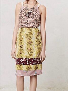 Burning torch 6 Floral Mixed-Print Sleeveless Maxi Dress in Yellow and Pink